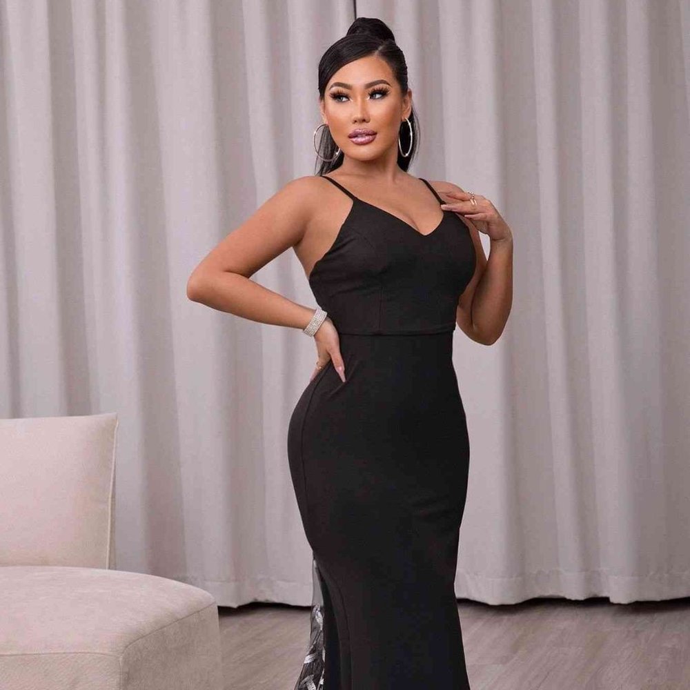 Glam Mesh Evening Elegance Dress